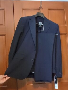 NWT Express Modern Tech Suit Set: Classic Navy Wool-Blend 36R, W31xL30 ShipsFREE